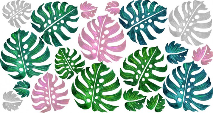 Naklejki na ścianę kwiaty liście monstera 9852 - zdjęcie 2