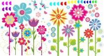 Naklejka ścienna dla dzieci -  kwiaty, łąka zestaw 40 Naklejkomania - zdjecie 2 - miniatura
