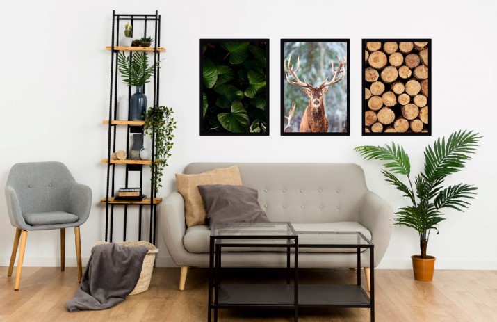 Zestaw trzech plakatów plakat na ścianę styl skandynawski natura KP031 - zdjęcie 2
