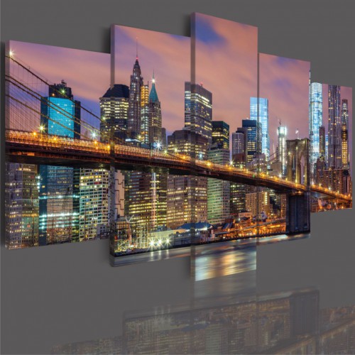 Obraz  5-częściowy- - Miasto Nowy York Manhattan noc 501 - zdjęcie 3