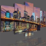 Obraz  5-częściowy- - Miasto Nowy York Manhattan noc 501 Naklejkomania - zdjecie 3 - miniatura