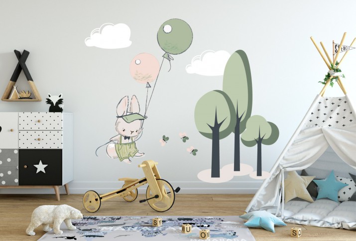 Naklejka ścienna Naklejki dla dzieci na ścianę - balony, chmurki, drzewka 9802 Naklejkomania - zdjecie 1