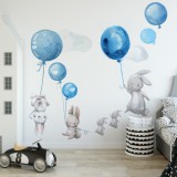 Naklejki dla dzieci na ścianę króliki balony niebieskie 41070 Naklejkomania - zdjecie 1 - miniatura