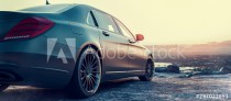 Luxury car parked on a mountain.
3D render and illustration. Naklejkomania - zdjecie 1 - miniatura