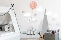 Naklejka ścienna dla dzieci - balony, chmurki, góry 9801 Naklejkomania - zdjecie 1 - miniatura