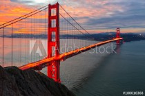The sun rises over San Francisco and the Golden Gate Bridge Naklejkomania - zdjecie 1 - miniatura