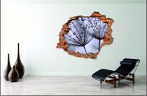Naklejka na ścianę, dziura 3D  cegły dmuchawiec kwiat rosa 3020 Naklejkomania - zdjecie 1 - miniatura