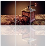 Tryptyk do salonu - Obraz, matwa natura, młynek do kawy 12187 Naklejkomania - zdjecie 1 - miniatura