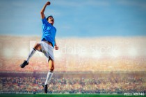 soccer football player in blue team concept celebrating goal in Naklejkomania - zdjecie 1 - miniatura