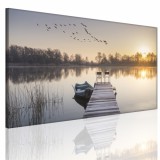 Obraz na ramie płótno canvas- pejzaż, jezioro, pomost 15092 Naklejkomania - zdjecie 1 - miniatura