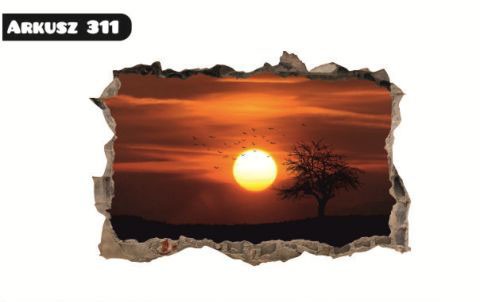 Naklejka na ścianę, dziura 3D zachód słońca, ptakki 311 - zdjęcie 2