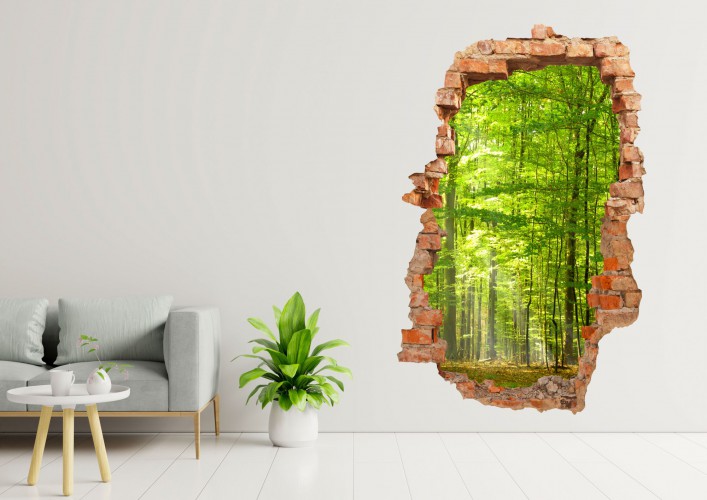 Naklejka ścienna , dziura 3D  zielony las 3641