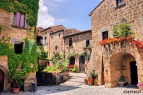 Picturesque corner of a quaint hill town in Italy Naklejkomania - zdjecie 1 - miniatura
