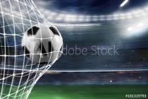 Soccer ball scores a goal on the net Naklejkomania - zdjecie 1 - miniatura