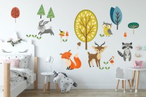 Naklejki na ścianę dla dzieci 9925 Polana leśne zwierzęta Naklejkomania - zdjecie 2 - miniatura