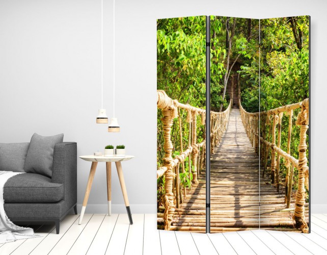 Parawany ozdobne parawan dekoracyjny 3-częściowy most w dżungli 141586260 Naklejkomania - zdjecie 1