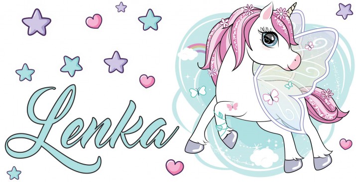 Naklejka z imieniem dla dziecka   BD10unicorn - zdjęcie 2