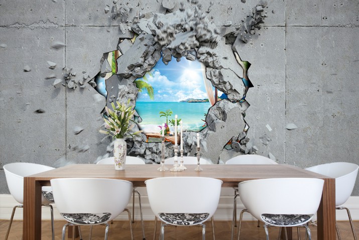 Fototapeta na ścianę tapeta na fizelinie do salonu 3D Dziura, morze, wyspa 10678