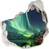 Naklejka na ścianę, dziura 3D jezioro niebo góry zorza polarna 3555 Naklejkomania - zdjecie 2 - miniatura