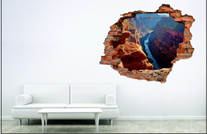 Naklejka na ścianę, dziura 3D  cegły rzeka Wielkie Kanion 3115 Naklejkomania - zdjecie 1