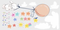 Naklejka ścienna dla dzieci - balony, chmurki, drzewka 9804 Naklejkomania - zdjecie 2 - miniatura
