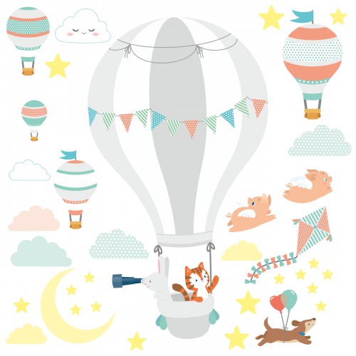 Naklejka ścienna dla dzieci -  balony, niebo 9720 - zdjęcie 2