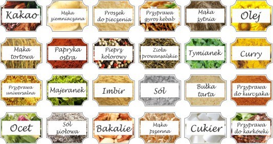 Etykiety Naklejki na przyprawy pojemniki słoiczki z przyprawami, zestaw 5 96 szt - zdjęcie 2