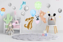 Naklejki dla dzieci na ścianę zwierzęta z balonami 41174 Naklejkomania - zdjecie 1 - miniatura