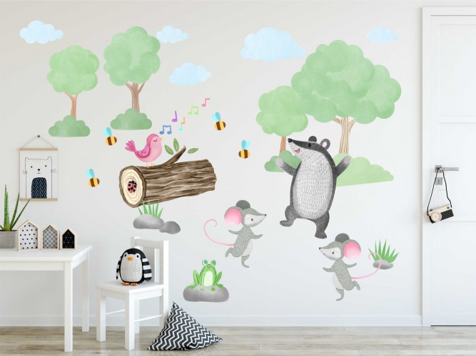 Naklejki dla dzieci na ścianę  40305 króliki balony Naklejkomania - zdjecie 1