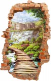 Naklejka na ścianę , dziura 3D pomost wodospad 3670 Naklejkomania - zdjecie 2 - miniatura