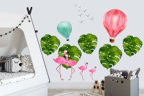 Naklejki dla dzieci - bajka balony ptaki flamingi liście monstera 10313 Naklejkomania - zdjecie 1 - miniatura