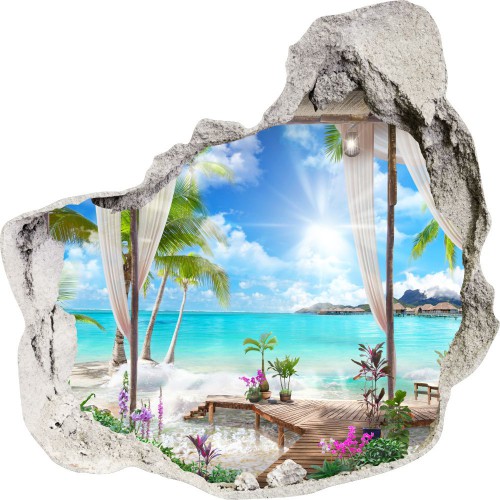 Naklejka na ścianę, dziura 3D morze plaża wakacje 3558 Naklejkomania - zdjecie 1