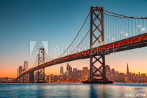 San Francisco skyline with Oakland Bay Bridge at sunset, California, USA Naklejkomania - zdjecie 1 - miniatura