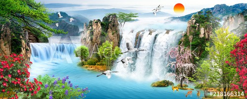 Waterfall, flying birds - zdjęcie 1