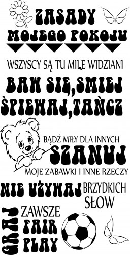 622 Napisy na ścianę do pokoju dziecięcego Zasady mojego pokoju - zdjęcie 2