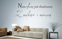 574 Naklejki na ścianę z dekoracyjnym napisem Nasz dom jest zbudowany z miłości marzeń Naklejkomania - zdjecie 1 - miniatura