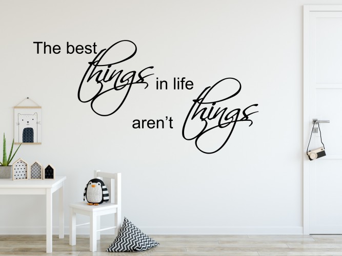 592 Złote myśli na ścianie napisy ścienne do salonu pokoju The best things in life arent things Naklejkomania - zdjecie 1