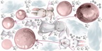 Naklejki dla dzieci dziecka na ścianę balony różowe króliki 41466 Naklejkomania - zdjecie 2 - miniatura