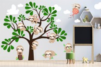 Naklejki na ścianę dla dzieci - 15150 leniwce drzewa liście Naklejkomania - zdjecie 1 - miniatura