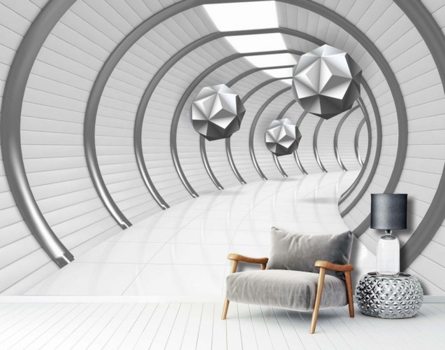 Fototapeta na ścianę tapeta na fizelinie do salonu Tunel perspektywa kule 3D 10684