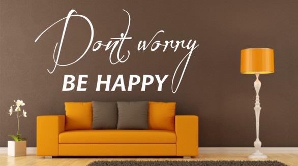533 Naklejka na ścianę do salonu pokoju z dekoracyjnym napisem Dont worry Be Happy Naklejkomania - zdjecie 1