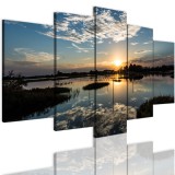 Obrazy 5 częściowe- Jezioro, zachód słońca 12284 Naklejkomania - zdjecie 1 - miniatura