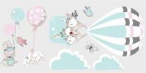 Naklejka ścienna dla dzieci - balony, chmurki, drzewka 9815 Naklejkomania - zdjecie 2 - miniatura