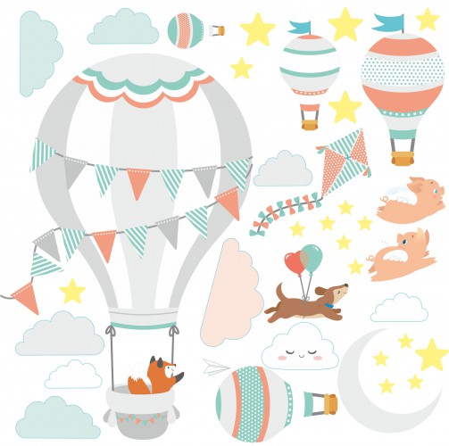 Naklejka ścienna dla dzieci -  balony, niebo 9737 - zdjęcie 3