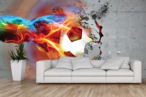 Tapeta Flizelinowa  na ścianę tapeta na flizelinie 10464 Piłka w ogniu 3D Naklejkomania - zdjecie 1 - miniatura