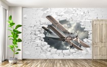 Fototapety ścienne 3d samolot wpada do salonu 40384 Naklejkomania - zdjecie 1 - miniatura