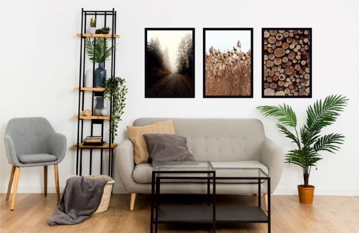 Komplet trzech plakatów plakat na ścianę  w ramie styl boho, natura KP050 - zdjęcie 2
