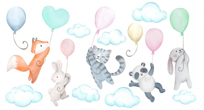 Naklejka ścienna dla dzieci 9747 - balony, chmurki - zdjęcie 2