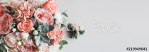 Fresh bunch of pink peonies and roses with copy space Naklejkomania - zdjecie 1 - miniatura
