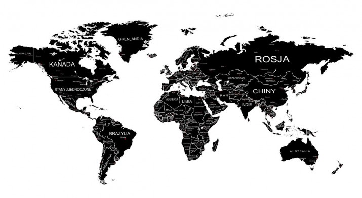 Naklejka ścienna - mapa świata czarna polska mapa 15 - zdjęcie 2